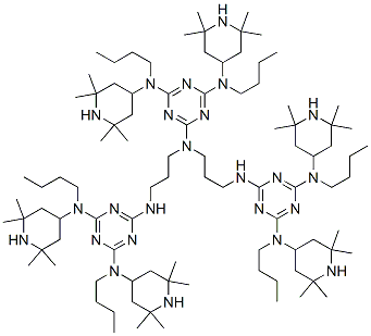 CAS#: 68310-27-0, N2,N2-Bis[3-[[4,6-Bis[Butyl(2,2,6,6-Tetramethyl-4-Piperidyl)Amino]-1,3,5-Triazin-2-Yl]Amino]Propyl]-N4,N6-Dibutyl-N4,N6-Bis(2,2,6,6-Tetramethyl-4-Piperidyl)-1,3,5-Triazine-2,4,6-Triamine