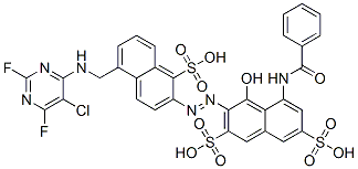 CAS#: 68413-52-5, 5-(Benzoylamino)-3-[[5-[[(5-Chloro-2,6-Difluoro-4-Pyrimidinyl)Amino]Methyl]-1-Sulpho-2-Naphthyl]Azo]-4-Hydroxynaphthalene-2,7-Disulphonic Acid