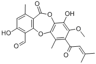CAS#: 68436-82-8, 3,9-Dihydroxy-8-methoxy-1,6-dimethyl-7-(3-methylbut-2-enoyl)-11-oxo-11H-dibenzo[b,e][1,4]dioxepine-4-carbaldehyde