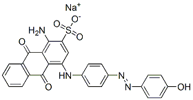 CAS 登录号：68444-08-6， 1-氨基-9,10-二氢-4-[[4-[(4-羟基苯基)偶氮]苯基]氨基]-9,10-二氧代蒽-2-磺酸钠
