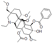 CAS#: 6846-46-4, 20-Ethyl-1alpha,6alpha,16beta-Trimethoxy-4-(Methoxymethyl)Aconitane-8,13,14alpha-Triol 8-Acetate 14-Benzoate