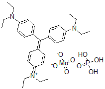 CAS 登录号:68814-02-8, N-(4-(二(4-(二乙基氨基)苯基)亚甲基)-2,5-环己二烯-1-亚基)-N-乙基乙铵磷钼酸盐