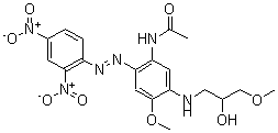 CAS 登录号：68901-08-6， N-[2-[(2,4-二硝基苯基)偶氮]-5-[(2-羟基-3-甲氧基丙基)氨基]-4-甲氧基苯基]-乙酰胺