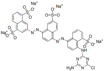 CAS 登录号：68992-02-9， 3-[[4-[[4-[(4-氨基-6-氯-1,3,5-三嗪-2-基)氨基]-5-磺酸基-1-萘基]偶氮]-7-磺酸基-1-萘基]偶氮]萘-1,5-二磺酸四钠