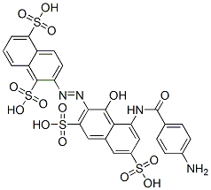 CAS#: 69293-65-8, 2-[[8-[(4-Aminobenzoyl)Amino]-1-Hydroxy-3,6-Disulpho-2-Naphthyl]Azo]Naphthalene-1,5-Disulphonic Acid