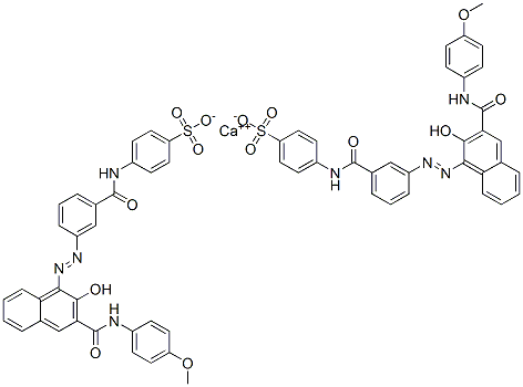 CAS 登录号：69898-39-1， 二[4-[[3-[[2-羟基-3-[[(4-甲氧基苯基)氨基]羰基]-1-萘基]偶氮]苯甲酰基]氨基]苯磺酸]钙