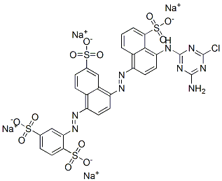 CAS 登录号：70161-17-0， 四钠2-[[4-[[4-[(4-氨基-6-氯-1,3,5-三嗪-2-基)氨基]-5-磺酸基-1-萘基]偶氮]-6-磺酸基-1-萘基]偶氮]苯-1,4-二磺酸盐