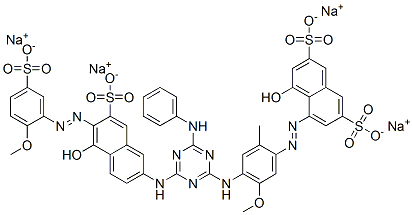 CAS 登录号：70236-51-0， 4-羟基-5-[[4-[[4-[[5-羟基-6-[(2-甲氧基-5-磺基苯基)偶氮]-7-磺基-2-萘基]氨基]-6-(苯基氨基)-1,3,5-三嗪-2-基]氨基]-5-甲氧基-2-甲基苯基]偶氮]-2,7-萘二磺酸四钠盐