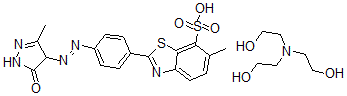 CAS#: 70776-28-2, 2-4-(4,5-Dihydro-3-Methyl-5-Oxo-1H-Pyrazol-4-Yl)Azophenyl-6-Methyl-7-Benzothiazolesulfonic Acid Compd. With 2,2,2-Nitrilotrisethanol (1:1)