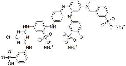 CAS#: 70851-44-4, 3-[[4-[[4-Chloro-6-[(3-Phosphonophenyl)Amino]-1,3,5-Triazin-2-Yl]Amino]-2-Sulfophenyl]Amino]-7-[Ethyl[(3-Sulfophenyl)Methyl]Amino]-5-(4-Methoxy-3-Sulfophenyl)-Phenazinium Hydroxide Inner Salt Triammonium Salt