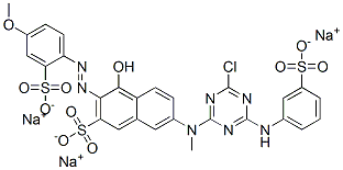 CAS 登录号：70865-26-8， 三钠7-[[4-氯-6-[(3-磺酸基苯基)氨基]-1,3,5-三嗪-2-基]甲基氨基]-4-羟基-3-[(4-甲氧基-2-磺酸基苯基)偶氮]萘-2-磺酸盐