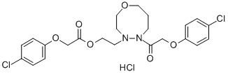 CAS 登录号：71783-93-2， (4-氯苯氧基)-乙酸2-(5-((4-氯苯氧基)乙酰基)六氢-4H-1,4,5-氧杂二氮杂环辛烷-4-基)乙酯单盐酸盐