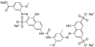 CAS 登录号：71873-47-7， 四钠3-[[1-羟基-6-[[[[4-[(8-羟基-3,6-二磺酸基-1-萘基)偶氮]-2-甲氧基-5-甲基苯基]氨基]羰基]氨基]-3-磺酸基-2-萘基]偶氮]-对茴香酸盐
