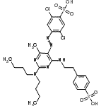 CAS#: 72797-19-4, 2,5-Dichloro-4-{[2-(dibutylamino)-4-methyl-6-{[2-(4-sulfophenyl)ethyl]amino}-5-pyrimidinyl]diazenyl}benzenesulfonic acid