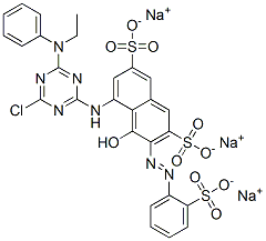 CAS#: 72829-25-5, Trisodium (3Z)-5-[[4-Chloro-6-(Ethyl-Phenylamino)-1,3,5-Triazin-2-Yl]Amino]-4-Oxo-3-[(2-Sulfonatophenyl)Hydrazinylidene]Naphthalene-2,7-Disulfonate