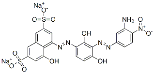 CAS 登录号：72894-23-6， 4-[[3-[(3-氨基-4-硝基苯基)偶氮]-2,4-二羟基苯基]偶氮]-5-羟基-2,7-萘二磺酸二钠盐