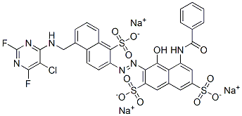CAS 登录号：72894-29-2， 5-(苯甲酰基氨基)-3-[[5-[[(5-氯-2,6-二氟-4-嘧啶基)氨基]甲基]-1-磺基-2-萘基]偶氮]-4-羟基-2,7-萘二磺酸三钠盐