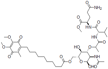 CAS#: 72921-52-9, [(2R,3S,4R,5R,6S)-5-Acetamido-4-[1-[[(2S)-1-[[(2R)-5-Amino-1-Methoxy-1,5-Dioxopentan-2-Yl]Amino]-3-Methyl-1-Oxobutan-2-Yl]Amino]-1-Oxopropan-2-Yl]Oxy-3,6-Dihydroxyoxan-2-Yl]Methyl 10-(4,5-Dimethoxy-2-Methyl-3,6-Dioxo-1-Cyclohexa-1,4-Dienyl)Decanoate
