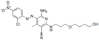 CAS#: 72939-67-4, 6-Amino-5-(2-Chloro-4-Nitrophenyl)Diazenyl-2-[3-(4-Hydroxybutoxy)Propylamino]-4-Methylpyridine-3-Carbonitrile