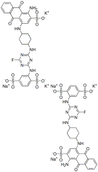 CAS 登录号：72987-16-7， 2-[[4-[[4-[(4-氨基-9,10-二氧代-3-磺酸蒽-1-基)氨基]环己基]氨基]-6-氟-1,3,5-三嗪-2-基]氨基]苯-1,4-二磺酸钾钠