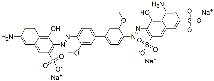 CAS#: 73287-56-6, Trisodium (3Z)-5-Amino-3-[[4-[4-[(2E)-2-(6-Amino-1-Oxo-3-Sulfonatonaphthalen-2-Ylidene)Hydrazinyl]-3-Methoxyphenyl]-2-Methoxyphenyl]Hydrazinylidene]-4-Oxonaphthalene-2,7-Disulfonate