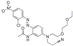 CAS 登录号：73384-67-5， N-[2-[(2-氯-4-硝基苯基)偶氮]-5-[(2-氰基乙基)[2-(2-乙氧基乙氧基)乙基]氨基]苯基]乙酰胺
