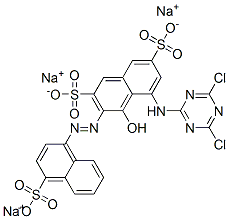 CAS 登录号：73398-41-1， 5-[(4,6-二氯-1,3,5-三嗪-2-基)氨基]-4-羟基-3-[(4-磺酸基-1-萘基)偶氮]萘-2,7-二磺酸三钠