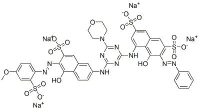 CAS#: 73398-52-4, Tetrasodium 4-Hydroxy-5-[[4-[[5-Hydroxy-6-[(4-Methoxy-2-Sulphonatophenyl)Azo]-7-Sulphonato-2-Naphthyl]Amino]-6-(Morpholino)-1,3,5-Triazin-2-Yl]Amino]-3-(Phenylazo)Naphthalene-2,7-Disulphonate
