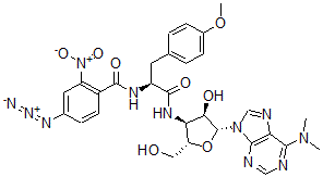 CAS#: 73579-23-4, 4-Azido-N-[(2S)-1-[[(2S,3S,4R,5R)-5-(6-Dimethylaminopurin-9-Yl)-4-Hydroxy-2-(Hydroxymethyl)Oxolan-3-Yl]Amino]-3-(4-Methoxyphenyl)-1-Oxopropan-2-Yl]-2-Nitrobenzamide