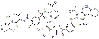 CAS 登录号：73612-41-6， 二(2-(((3-((1-(((2-氯苯基)氨基)羰基)-2-氧代丙基)偶氮)-4-羟基苯基)磺酰基)氨基)苯甲酸(3-))-钴酸三钠盐