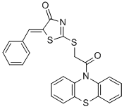 CAS 登录号:73986-61-5, (5E)-2-(2-氧代-2-吩噻嗪-10-基乙基)硫基-5-(苯基亚甲基)-1,3-噻唑-4-酮