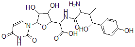 CAS#: 74342-20-4, 2-[[2-Amino-4-Hydroxy-4-(4-Hydroxyphenyl)-3-Methylbutanoyl]Amino]-2-[5-(2,4-Dioxopyrimidin-1-Yl)-3,4-Dihydroxyoxolan-2-Yl]Acetic Acid