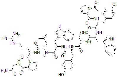 CAS#: 74611-71-5, 1-acetyl-3,4-didehydro-L-prolyl-4-chloro-D-phenylalanyl-D-tryptophyl-L-seryl-L-tyrosyl-D-tryptophyl-N-methyl-L-leucyl-L-arginyl-L-prolyl-Glycinamide