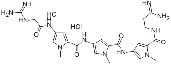 CAS#: 74671-13-9, N-[5-[(3-Amino-3-Iminopropyl)Carbamoyl]-1-Methylpyrrol-3-Yl]-4-[[4-[[2-(Diaminomethylideneamino)Acetyl]Amino]-1-Methylpyrrole-2-Carbonyl]Amino]-1-Methylpyrrole-2-Carboxamide Dihydrochloride