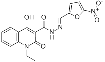 CAS 登录号：74693-63-3， 1-乙基-2-羟基-N-[(5-硝基呋喃-2-基)亚甲基氨基]-4-氧代喹啉-3-甲酰胺