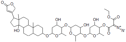 CAS#: 74746-51-3, (Z)-2-Diazonio-1-Ethoxy-3-[4-Hydroxy-6-[4-Hydroxy-6-[4-Hydroxy-6-[[14-Hydroxy-10,13-Dimethyl-17-(5-Oxo-2H-Furan-3-Yl)-1,2,3,4,5,6,7,8,9,11,12,15,16,17-Tetradecahydrocyclopenta[a]Phenanthren-3-Yl]Oxy]-2-Methyloxan-3-Yl]Oxy-2-Methyloxan-3-Yl]Oxy-2-Methyloxan-3-Yl]Oxy-3-Oxoprop-1-En-1-Olate
