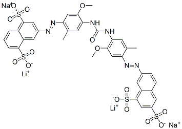 CAS#: 75198-99-1, Dilithium Disodium 3-[4-[[4-(6,8-Disulfonatonaphthalen-2-Yl)Diazenyl-2-Methoxy-5-Methylphenyl]Carbamoylamino]-5-Methoxy-2-Methylphenyl]Diazenylnaphthalene-1,5-Disulfonate