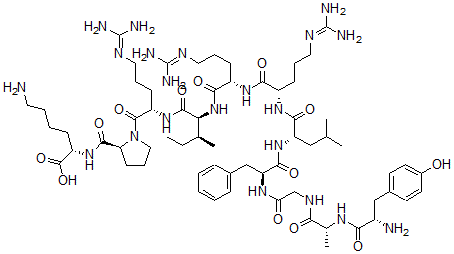 CAS#: 75491-15-5, (2S)-6-Amino-2-[[(2S)-1-[(2S)-2-[[(2S,3S)-2-[[(2S)-2-[[(2S)-2-[[(2S)-2-[[(2S)-2-[[2-[[(2R)-2-[[(2S)-2-Amino-3-(4-Hydroxyphenyl)Propanoyl]Amino]Propanoyl]Amino]Acetyl]Amino]-3-Phenylpropanoyl]Amino]-4-Methylpentanoyl]Amino]-5-(Diaminomethylideneamino)Pentanoyl]Amino]-5-(Diaminomethylideneamino)Pentanoyl]Amino]-3-Methylpentanoyl]Amino]-5-(Diaminomethylideneamino)Pentanoyl]Pyrrolidine-2-Carbonyl]Amino]Hexanoic Acid