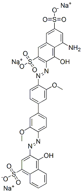 CAS#: 75673-20-0, 5-Amino-4-Hydroxy-3-[[4'-[(1-Hydroxy-4-Sulfo-2-Naphthalenyl)Azo]-3,3'-Dimethoxy [1,1'-Biphenyl]-4-Yl]Azo]-2,7-Naphthalenedisulfonic Acid Trisodium Salt