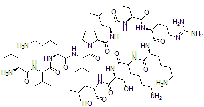 CAS 登录号：75903-15-0， (2S)-2-[[(2S)-2-[[(2S)-6-氨基-2-[[(2S)-6-氨基-2-[[(2S)-2-[[(2S)-2-[[(2S)-2-[[(2S)-1-[(2S)-2-[[(2S)-6-氨基-2-[[(2S)-2-[[(2S)-2-氨基-4-甲基戊酰基]氨基]-3-甲基丁酰基]氨基]己酰]氨基]-3-甲基丁酰基]吡咯烷-2-羰基]氨基]-4-甲基戊酰基]氨基]-3-甲基丁酰基]氨基]-5-(二氨基亚甲基氨基)戊酰]氨基]己酰]氨基]己酰]氨基]-3-羟基丙酰基]氨基]-4-甲基戊酸