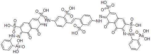 CAS 登录号：76199-91-2， (3Z,6Z)-3-[(2-砷酸基苯基)亚肼基]-6-[[4-[(E)-2-[4-[(2Z)-2-[(7Z)-7-[(2-砷酸基苯基)亚肼基]-1,8-二氧代-3,6-二磺基萘-2-亚基]肼基]-2-磺基苯基]乙烯基]-3-磺基苯基]亚肼基]-4,5-二氧代萘-2,7-二磺酸