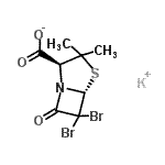 CAS 登录号：76350-50-0， 钾(2S,5R)-6,6-二溴-3,3-二甲基-7-氧代-4-硫杂-1-氮杂双环[3.2.0]庚烷-2-羧酸酯