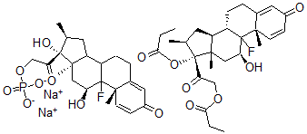 CAS#: 76391-71-4, Disodium; [2-[(10S,11S,13S,16S,17R)-9-Fluoro-11,17-Dihydroxy-10,13,16-Trimethyl-3-Oxo-6,7,8,11,12,14,15,16-Octahydrocyclopenta[a]Phenanthren-17-Yl]-2-Oxoethyl] Phosphate; [(8S,10S,11S,13S,14S,16S,17R)-9-Fluoro-11-Hydroxy-10,13,16-Trimethyl-3-Oxo-17-(2-Propanoyloxyacetyl)-6,7,8,11,12,14,15,16-Octahydrocyclopenta[a]Phenanthren-17-Yl] Propanoate