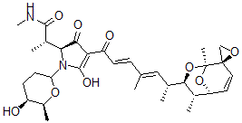 CAS 登录号：76559-69-8， (5S)-3-[(2E,4E,6R)-6-[(1S,2R,5S,6S,7R)-1,6-二甲基螺[8,9-二氧杂双环[3.3.1]壬-3-烯-2,2'-环氧乙烷]-7-基]-4-甲基庚-2,4-二烯酰基]-1-[(5S,6S)-5-羟基-6-甲基四氢吡喃-2-基]-5-[(2S)-1-甲基氨基-1-氧代丙烷-2-基]-4-氧代-5H-吡咯-2-醇