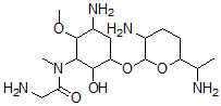 CAS#: 76567-24-3, 2-Amino-N-[5-Amino-3-[3-Amino-6-(1-Aminoethyl)Oxan-2-Yl]Oxy-2-Hydroxy-6-Methoxycyclohexyl]-N-Methylacetamide