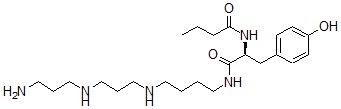 CAS 登录号：77108-00-0， N-[(2S)-1-[4-[3-(3-氨基丙基氨基)丙基氨基]丁基氨基]-3-(4-羟基苯基)-1-氧代丙烷-2-基]丁酰胺