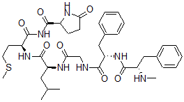 CAS 登录号：77160-85-1， (2S)-N-[(2S)-2-[[(2S)-4-甲基-2-[[2-[[(2S)-2-[[(2S)-2-甲基氨基-3-苯基丙酰基]氨基]-3-苯基丙酰基]氨基]乙酰基]氨基]戊酰]氨基]-4-甲硫基丁酰基]-5-氧代吡咯烷-2-甲酰胺