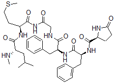 CAS 登录号：77160-86-2， (2S)-N-[(2S)-1-[[(2S)-1-[[2-[[(2S)-2-[[(2S)-4-甲基-2-甲基氨基戊酰]氨基]-4-甲硫基丁酰基]氨基]-2-氧代乙基]氨基]-1-氧代-3-苯基丙烷-2-基]氨基]-1-氧代-3-苯基丙烷-2-基]-5-氧代吡咯烷-2-甲酰胺