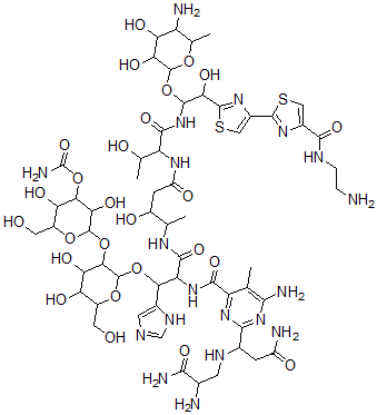 CAS#: 77368-72-0, [2-[2-[2-[[6-Amino-2-[3-Amino-1-[(2,3-Diamino-3-Oxopropyl)Amino]-3-Oxopropyl]-5-Methylpyrimidine-4-Carbonyl]Amino]-3-[[5-[[1-[[1-(5-Amino-3,4-Dihydroxy-6-Methyloxan-2-Yl)Oxy-2-[4-[4-(2-Aminoethylcarbamoyl)-1,3-Thiazol-2-Yl]-1,3-Thiazol-2-Yl]-2-Hydroxyethyl]Amino]-3-Hydroxy-1-Oxobutan-2-Yl]Amino]-3-Hydroxy-5-Oxopentan-2-Yl]Amino]-1-(3H-Imidazol-4-Yl)-3-Oxopropoxy]-4,5-Dihydroxy-6-(Hydroxymethyl)Oxan-3-Yl]Oxy-3,5-Dihydroxy-6-(Hydroxymethyl)Oxan-4-Yl] Carbamate
