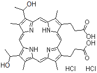 CAS#: 7779-81-9, 3,3'-[7,12-Bis(1-hydroxyethyl)-3,8,13,17-tetramethyl-2,18-porphyrindiyl]dipropanoic acid dihydrochloride